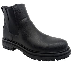 JEEP SPIRIT PRODUCTS Black Faux Leather Chelsea Lug Sole Boots EU 41